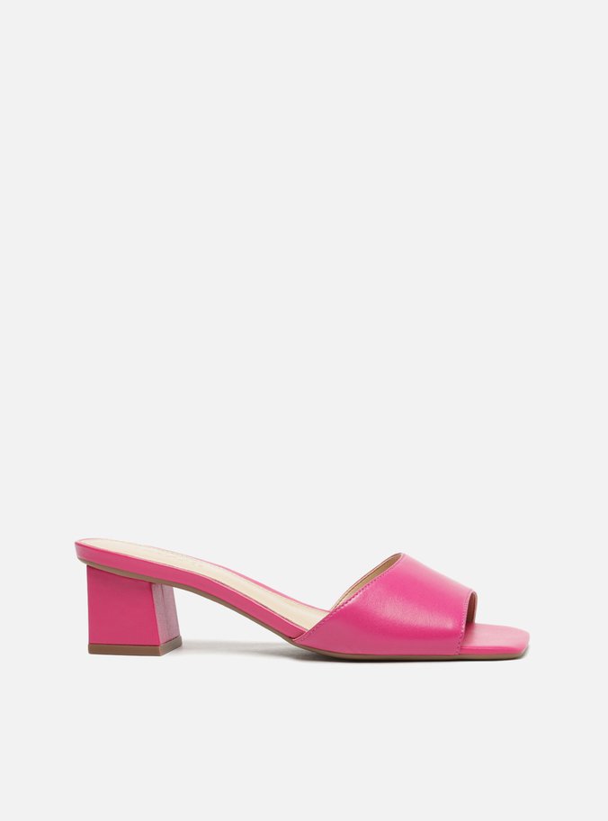 Mule Rosa Couro Bloco