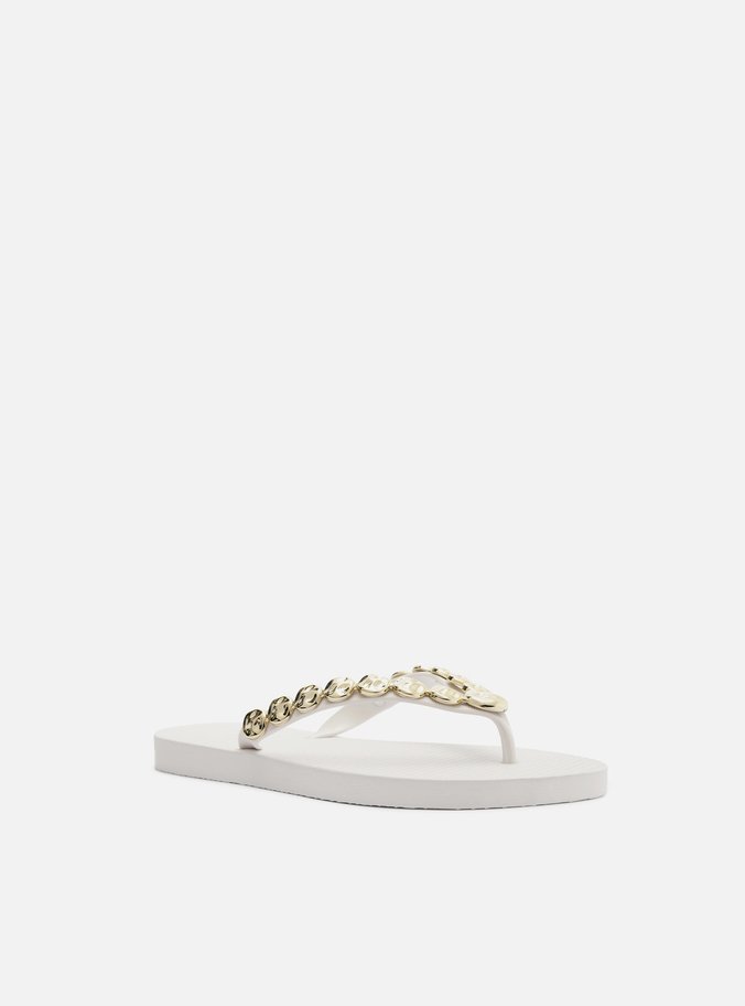 Chinelo Branco Minimal Tira Búzios