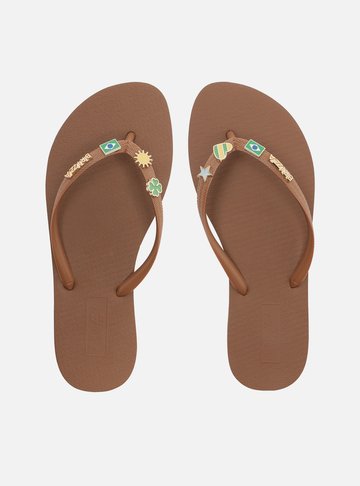 Arezzo — Chinelo de Dedo Marrom Flatform Brizza