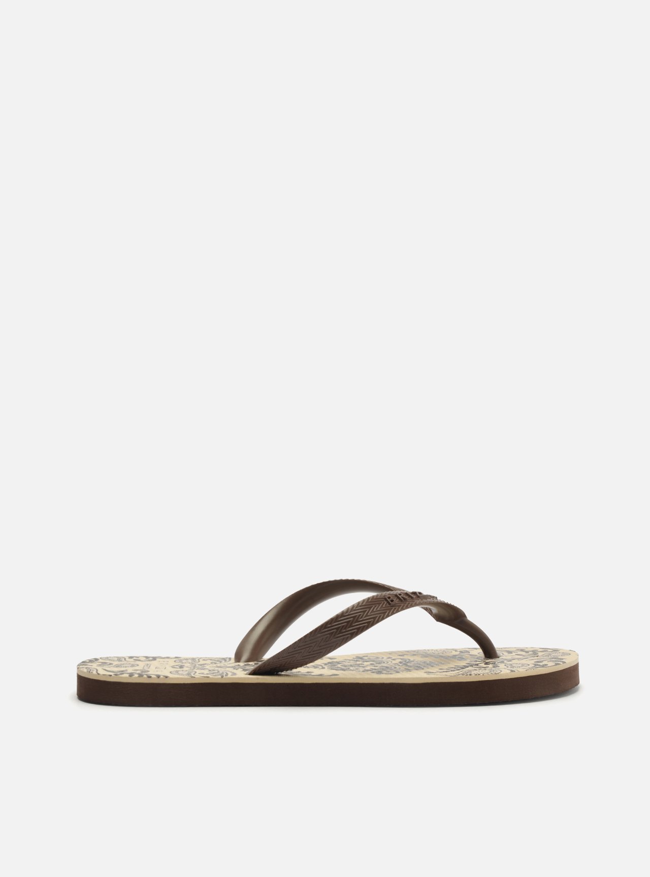 Chinelo de Dedo Estampado Marrom — foto 3