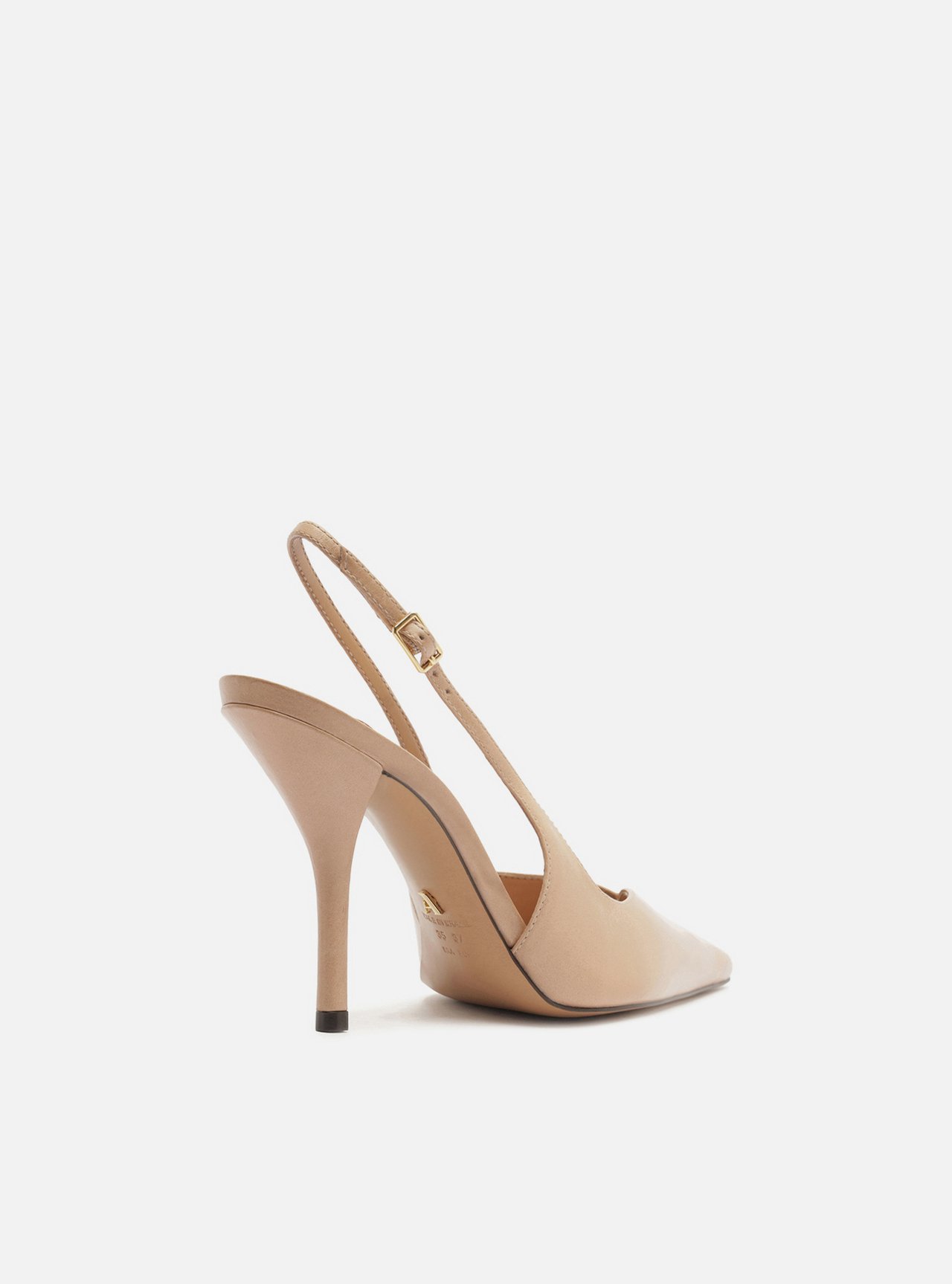 Scarpin Nude Couro Salto Fino Slingback — foto 3