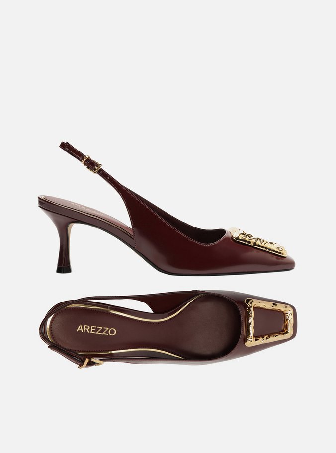 Scarpin Vermelho Slingback Salto Médio Verniz