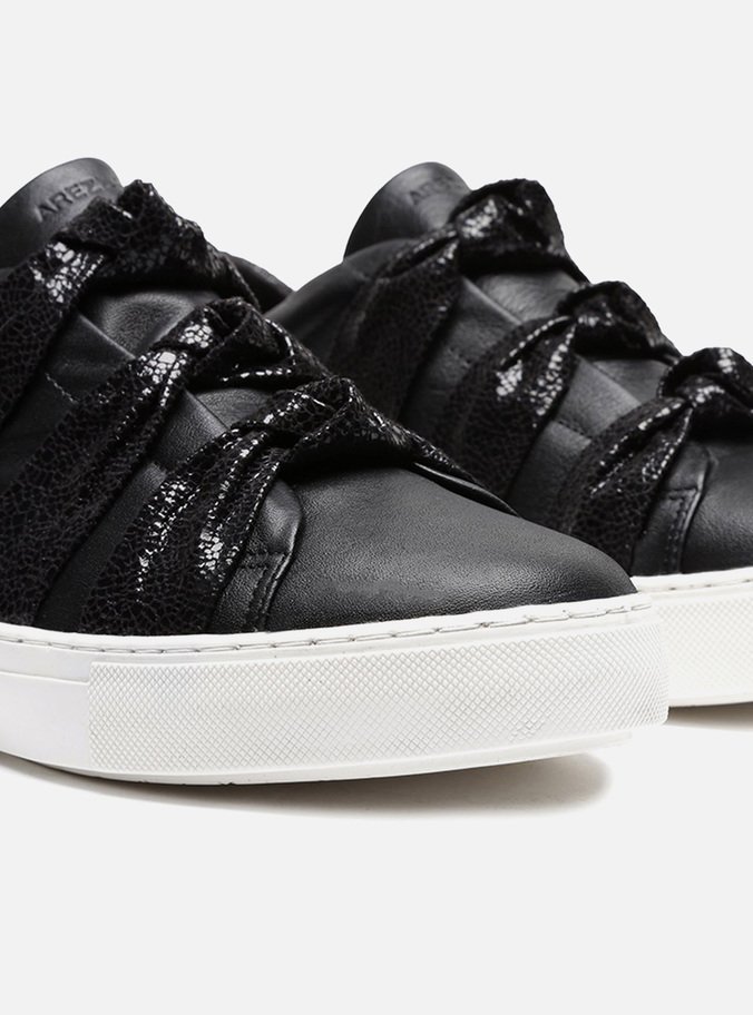 Tênis Slip On Preto Couro ZZ Girl Nó Grafite