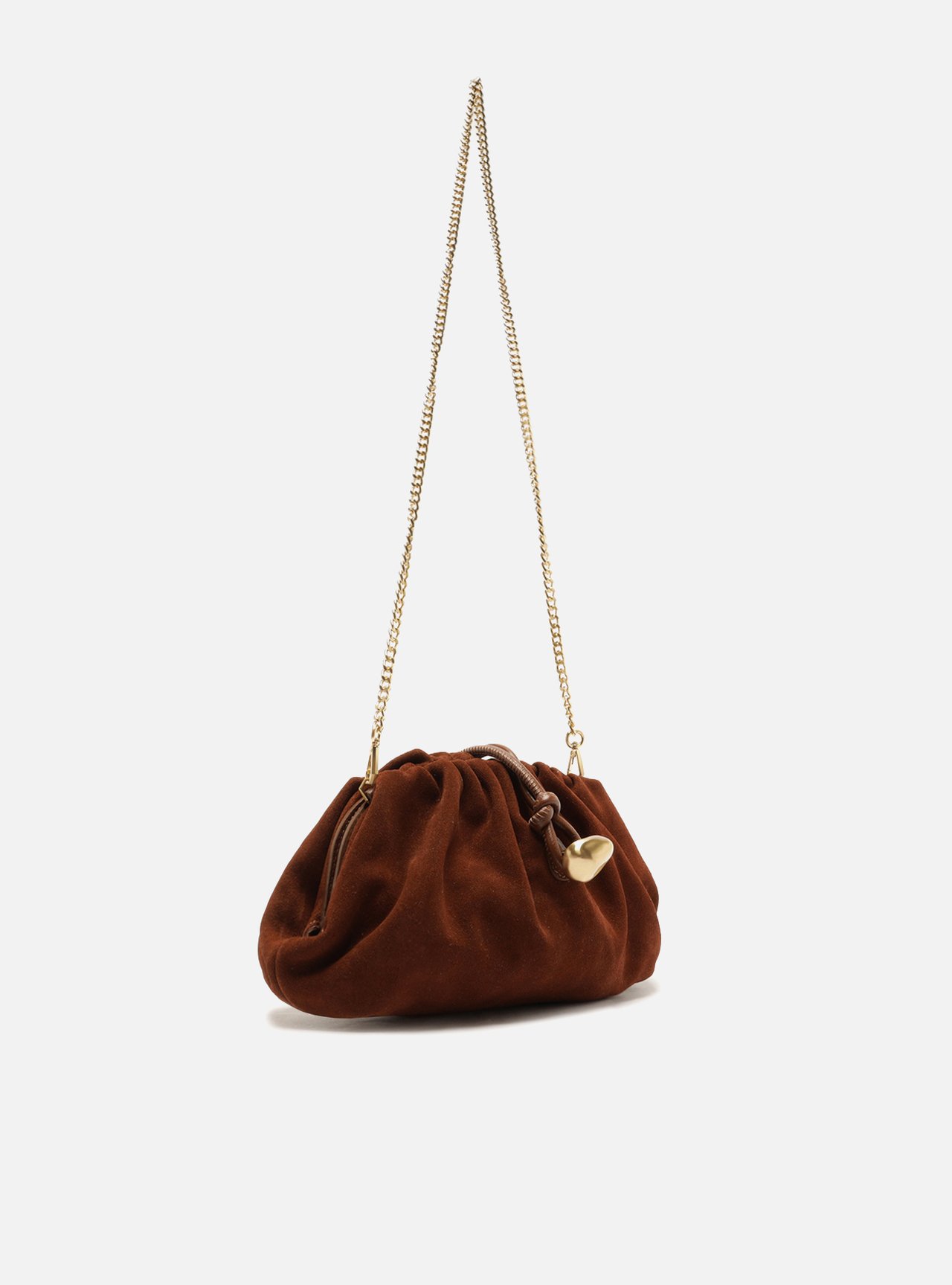 Bolsa Clutch Marrom Couro Média Corrente — foto 5