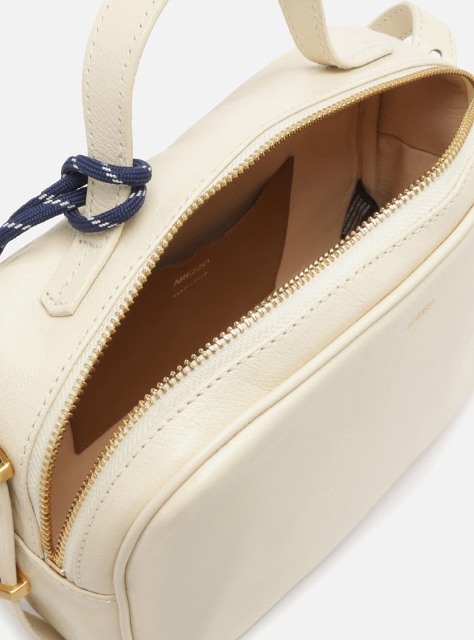 Bolsa Tiracolo Branca Couro Média Charm Azul