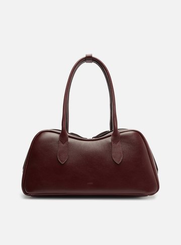 Bolsa Bowling Vinho Couro Grande Zíper Duplo