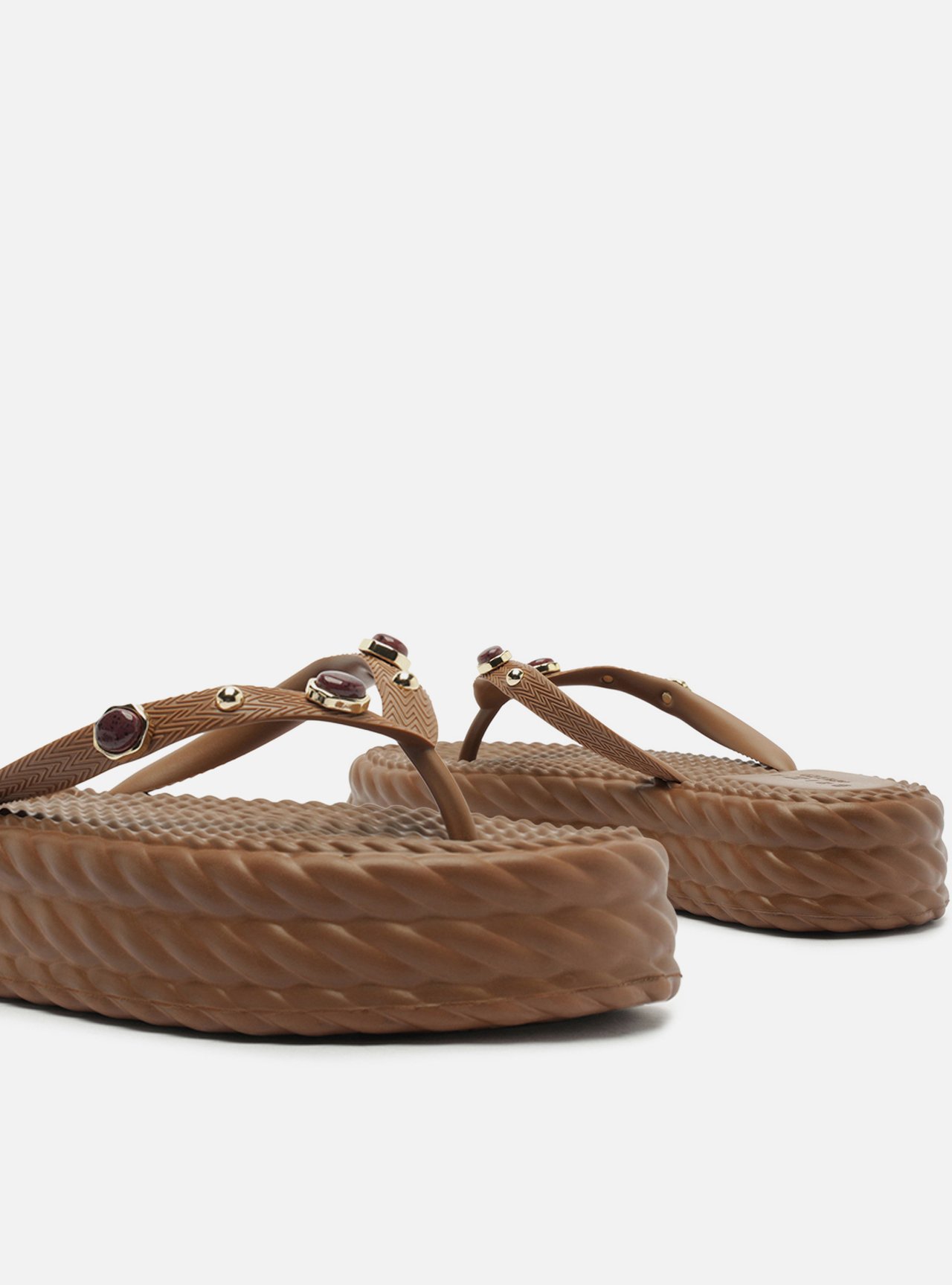 Chinelo Marrom Flatform Marrocos Pedras Brizza — foto 4