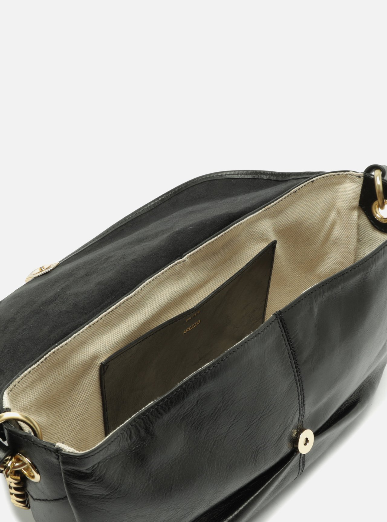 Bolsa Tiracolo Preta Couro Metais — foto 4