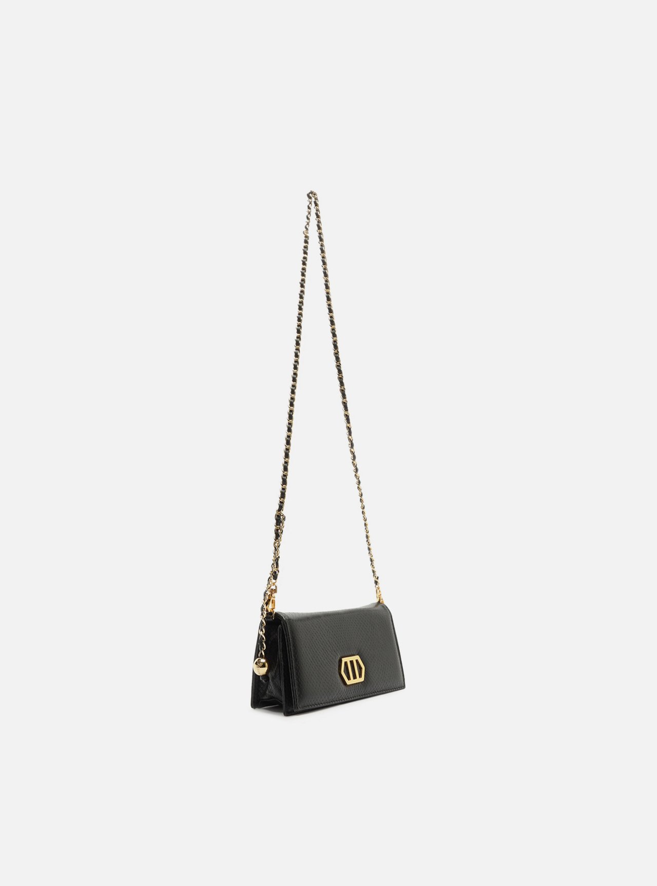 Clutch Preta Couro Snake Pequena Metal — foto 5