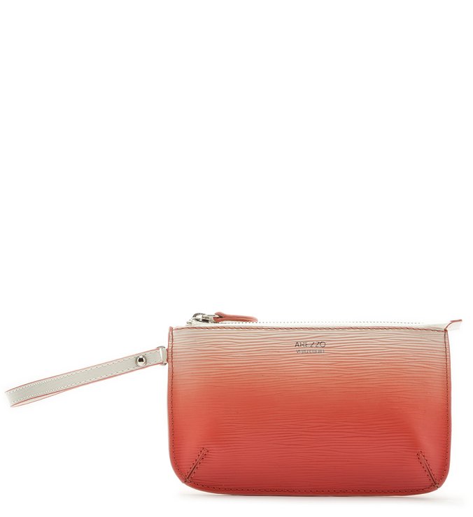 Necessaire Couro Bella Pequena Ombré Bianco e Coralina
