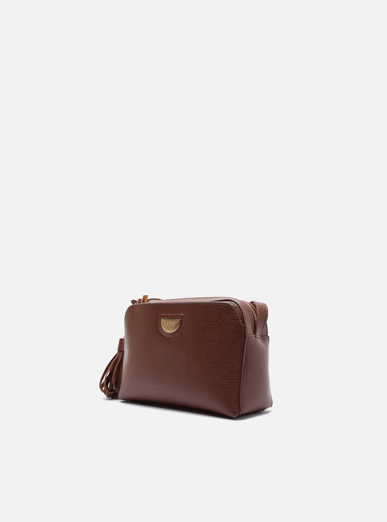 Bolsa Tiracolo Marrom Granulada Franja — foto 2