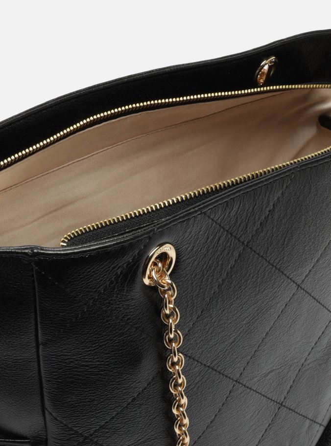 Bolsa Shopping Preta Couro Grande Matelassê