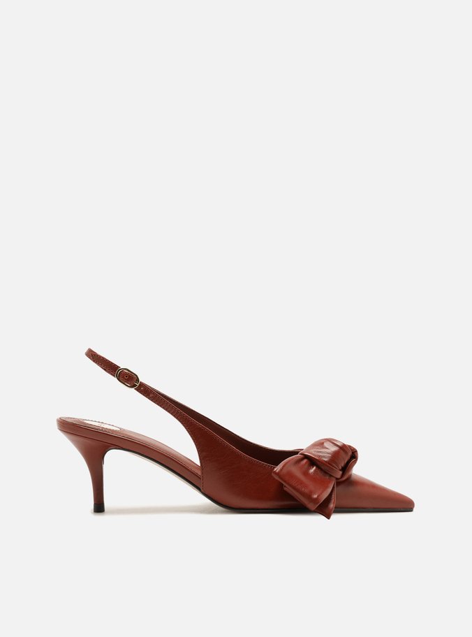 Scarpin Vermelho Couro Salto Fino Laço