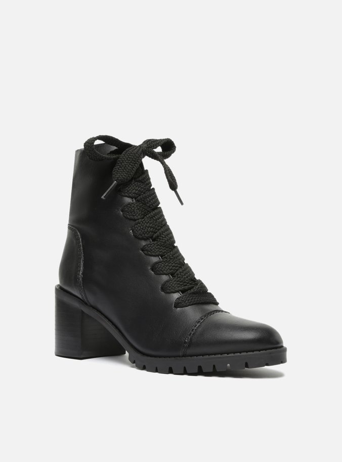 Bota Coturno Preta Couro Bloco Tratorada