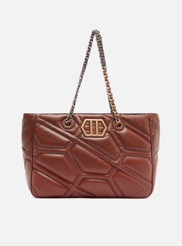 Arezzo — Bolsa Shopping Marrom Couro Emma Grande