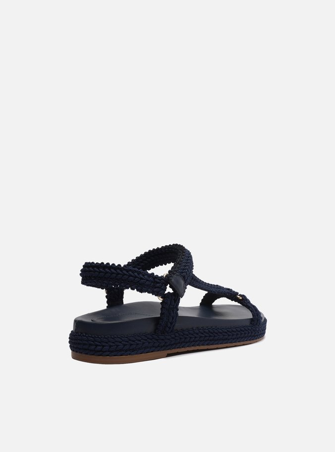 Sandália Marinho Texturizada Flatform Maju