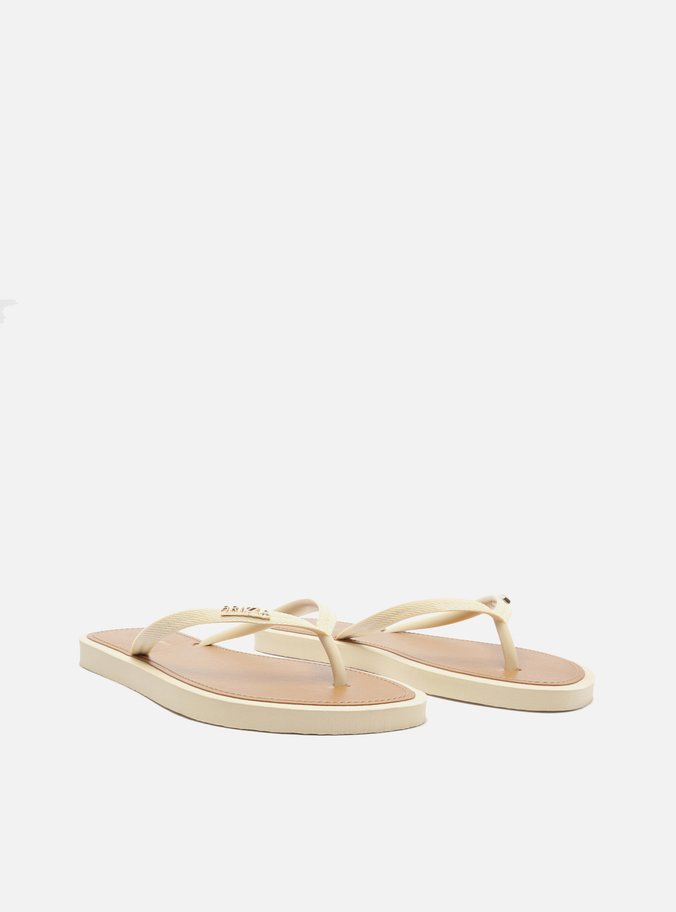 Chinelo de Dedo Tiras Off-White Palmilha Marrom