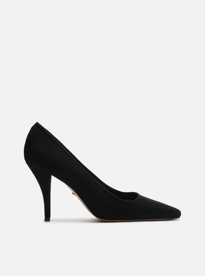 Scarpin Preto Camurça Salto Alto Fino