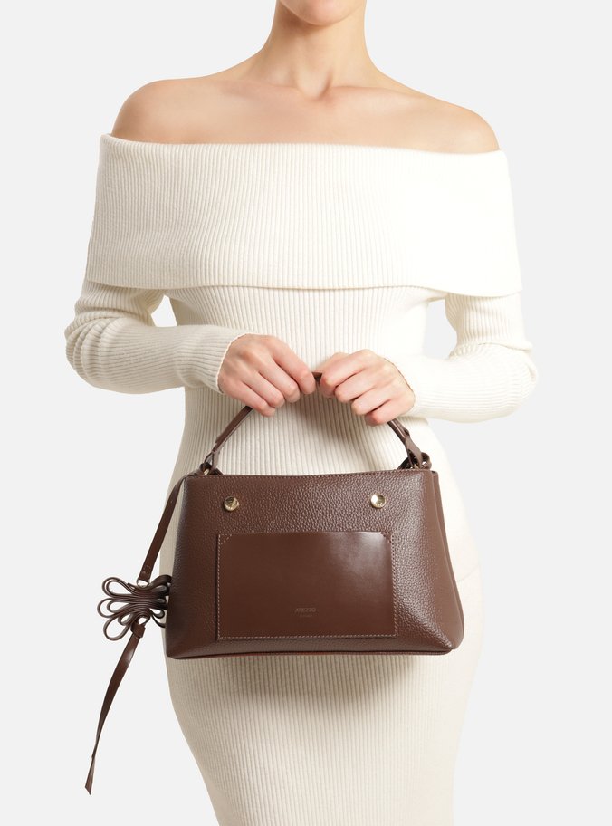 Bolsa Tote Marrom Média Bolso Frontal Charm