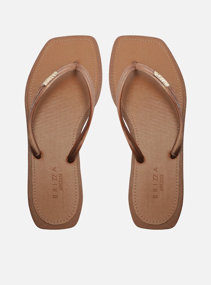 Chinelo de Dedo Marrom Cintilante Square Brizza