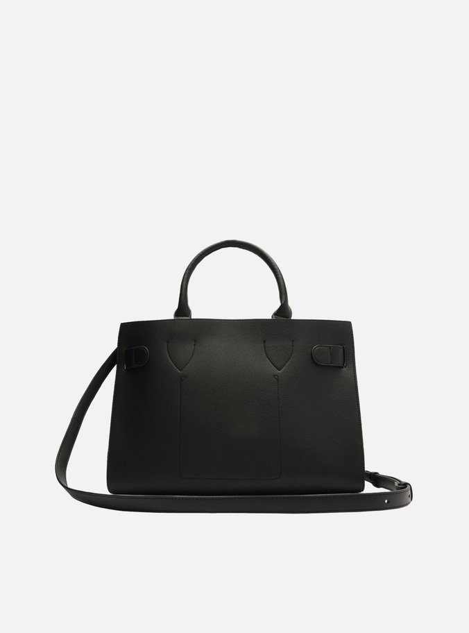 Bolsa Tote Preta Grande Tira Rebites