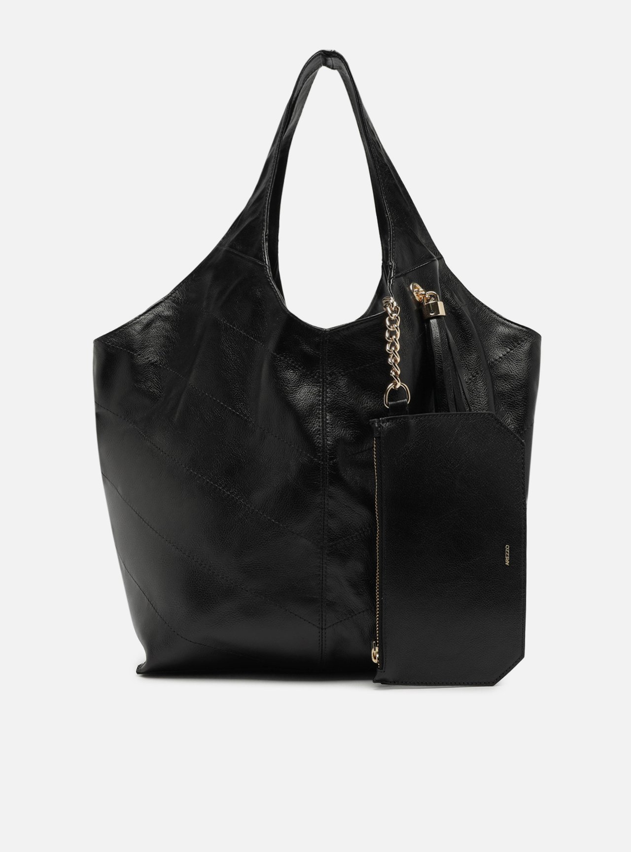 Bolsa Hobo Preta Couro Grande Barbicacho — foto 7