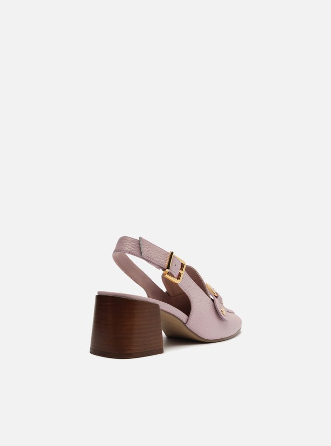 Loafer Rosa Couro Salto Bloco Bridão Switch  com Troca de Bridão