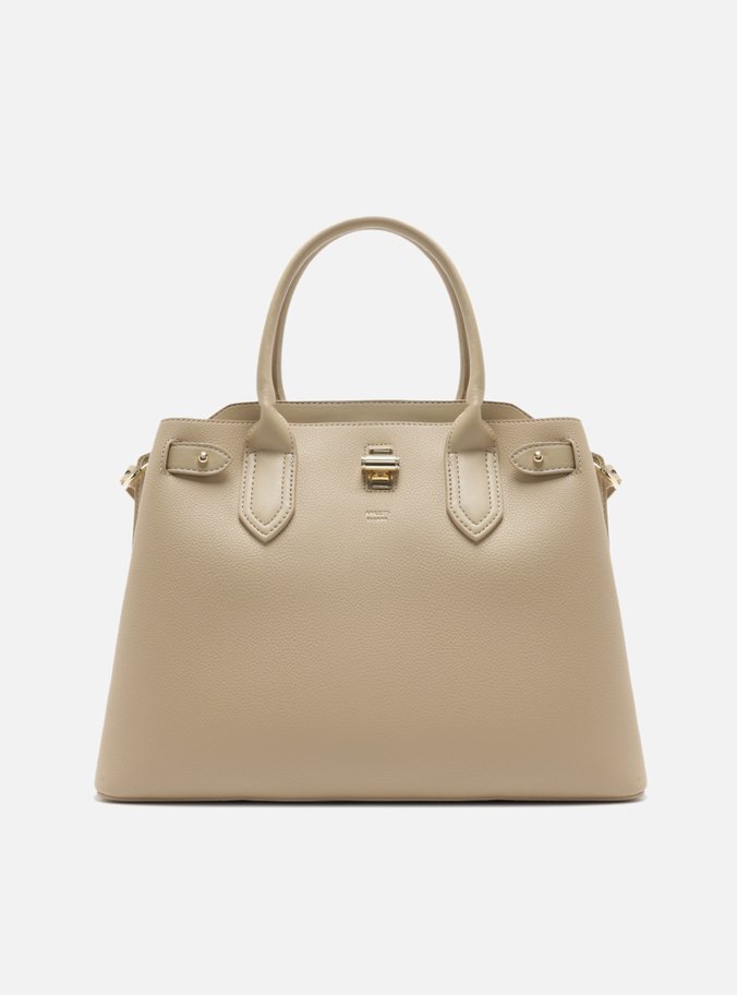 Bolsa Tote Bege Grande Encaixe Metal