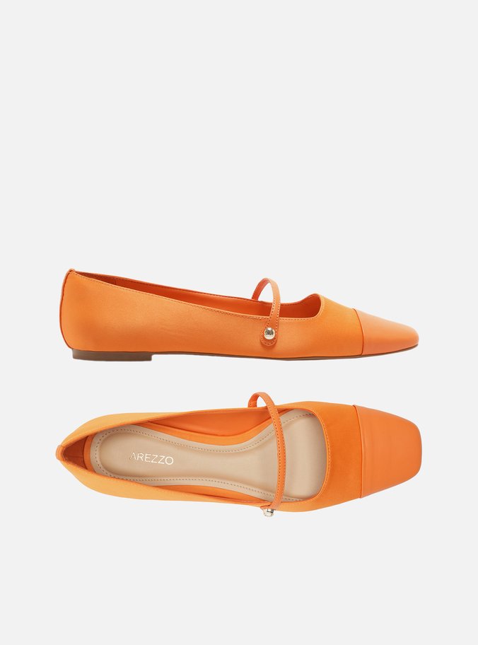 Sapatilha Laranja Couro Cap Toe