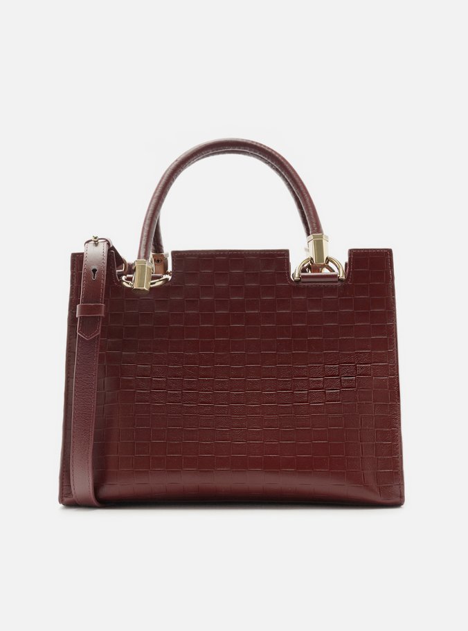 Bolsa Tote Vermelha Couro Abraccio Grande Tressê