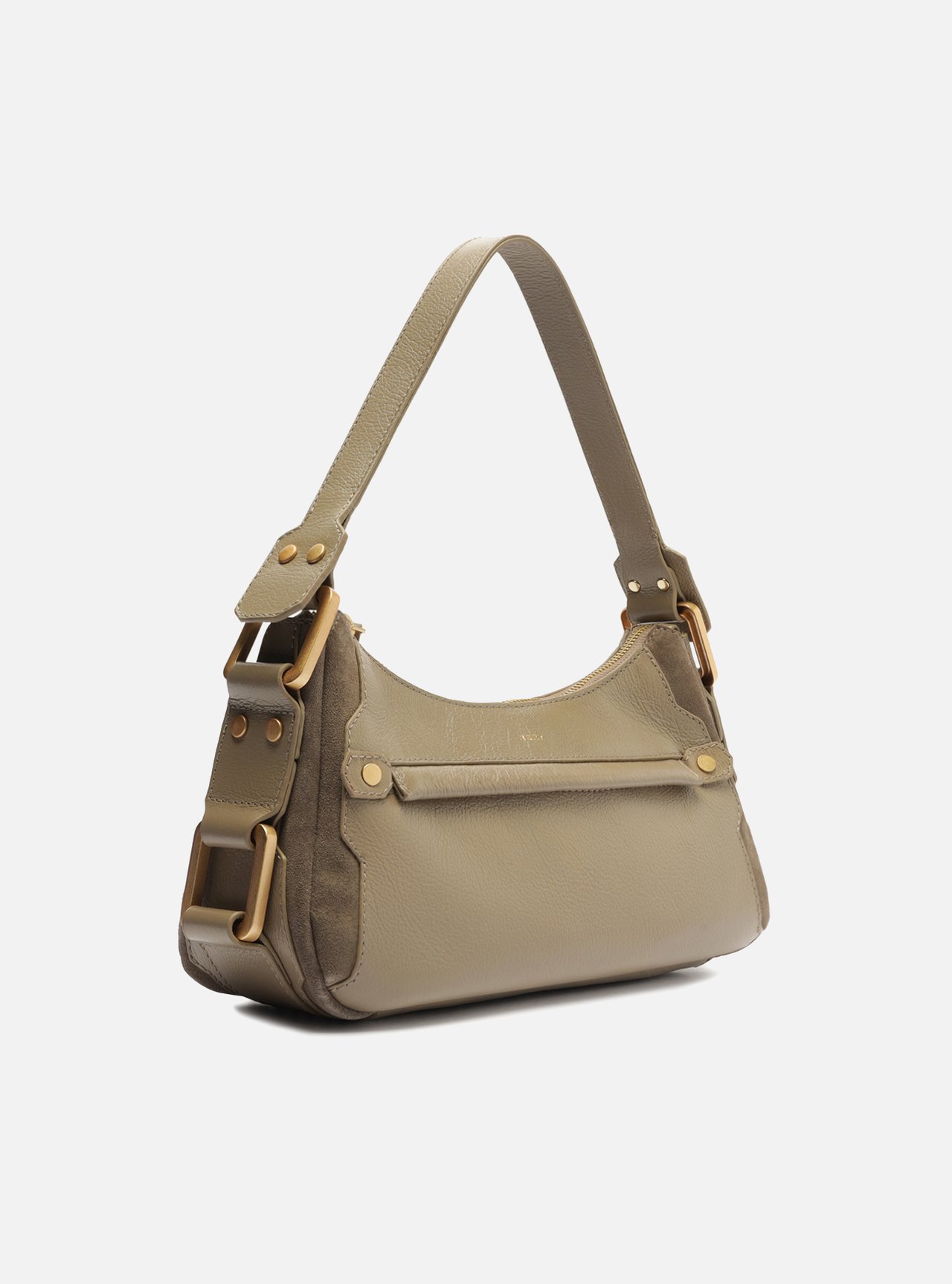Bolsa Tiracolo Cinza Couro Gretha Média — foto 5
