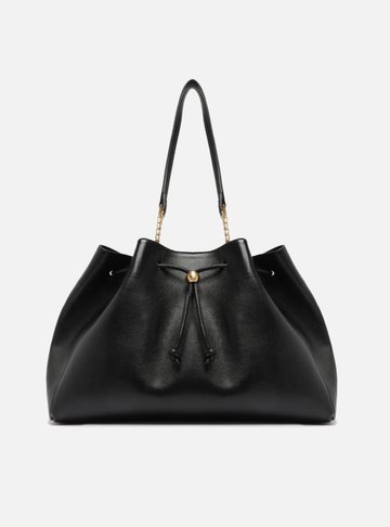 Bolsa Shopping Preta Couro Grande Knot