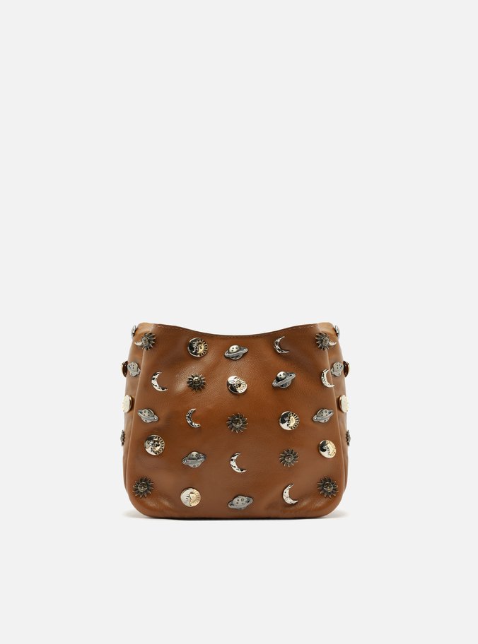 Bolsa Tiracolo Marrom Aplicações TIG