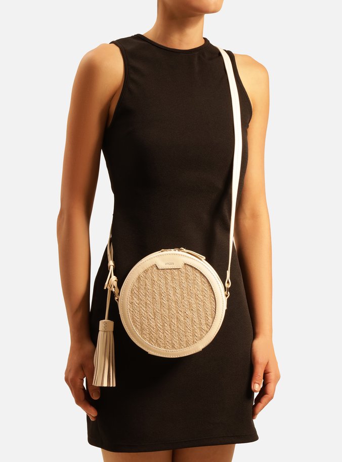 Bolsa Tiracolo Off-White Couro Palha Pequena