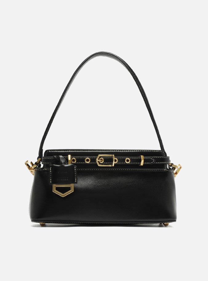 Bolsa Tiracolo Preta Couro Pequena Victória