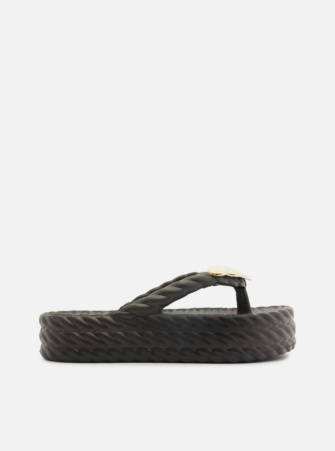 Chinelo Preto Flatform Marrocos Metais Brizza