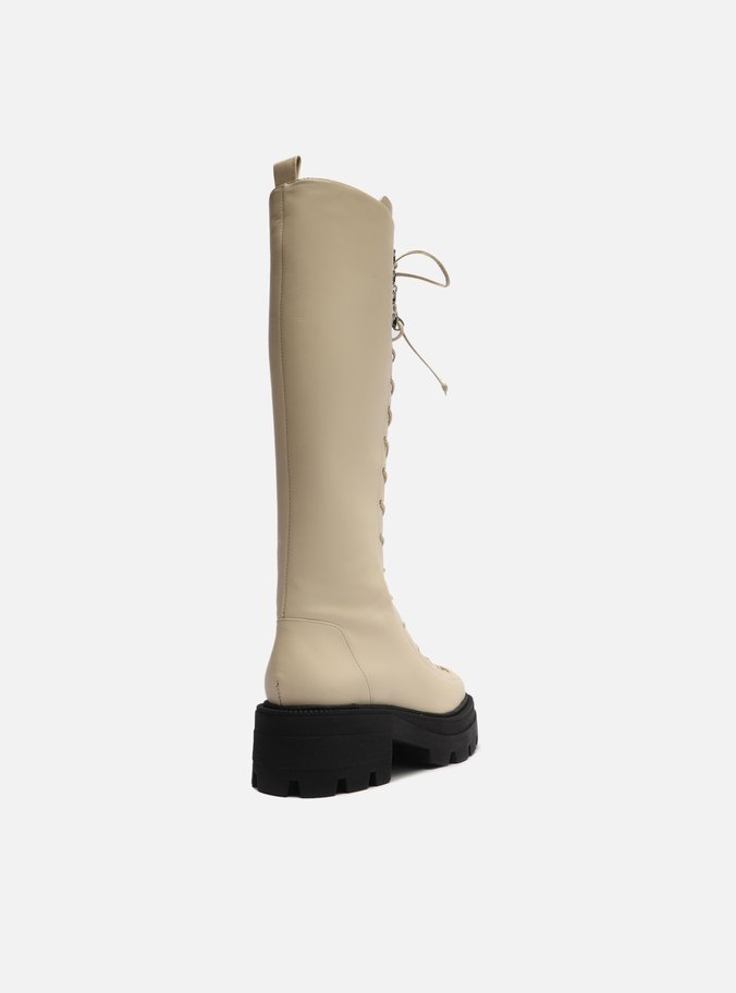 Coturno Off-White Couro Cano Longo Tratorado Harper