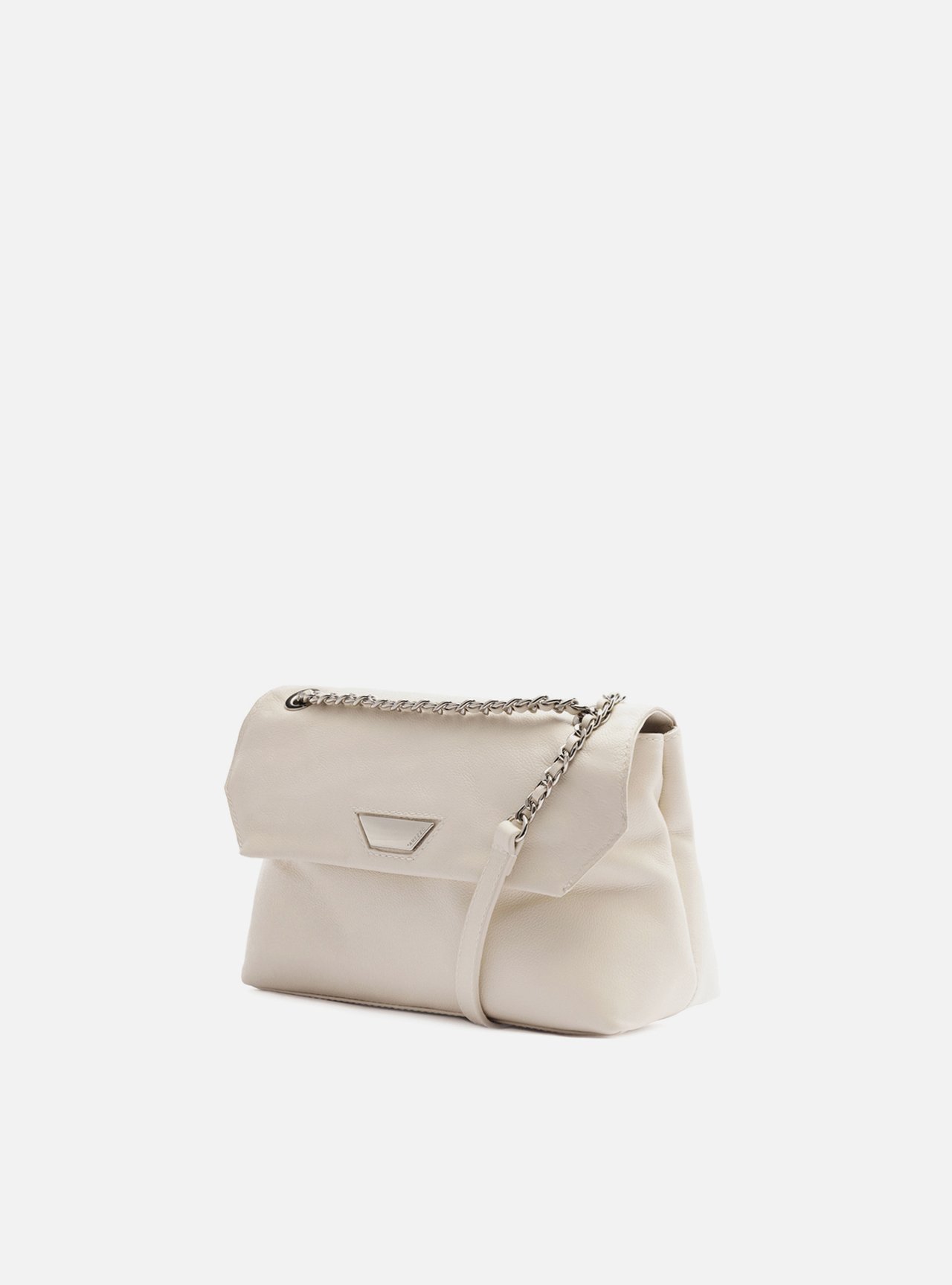 Bolsa Tiracolo Off White Couro Média Metal — foto 2