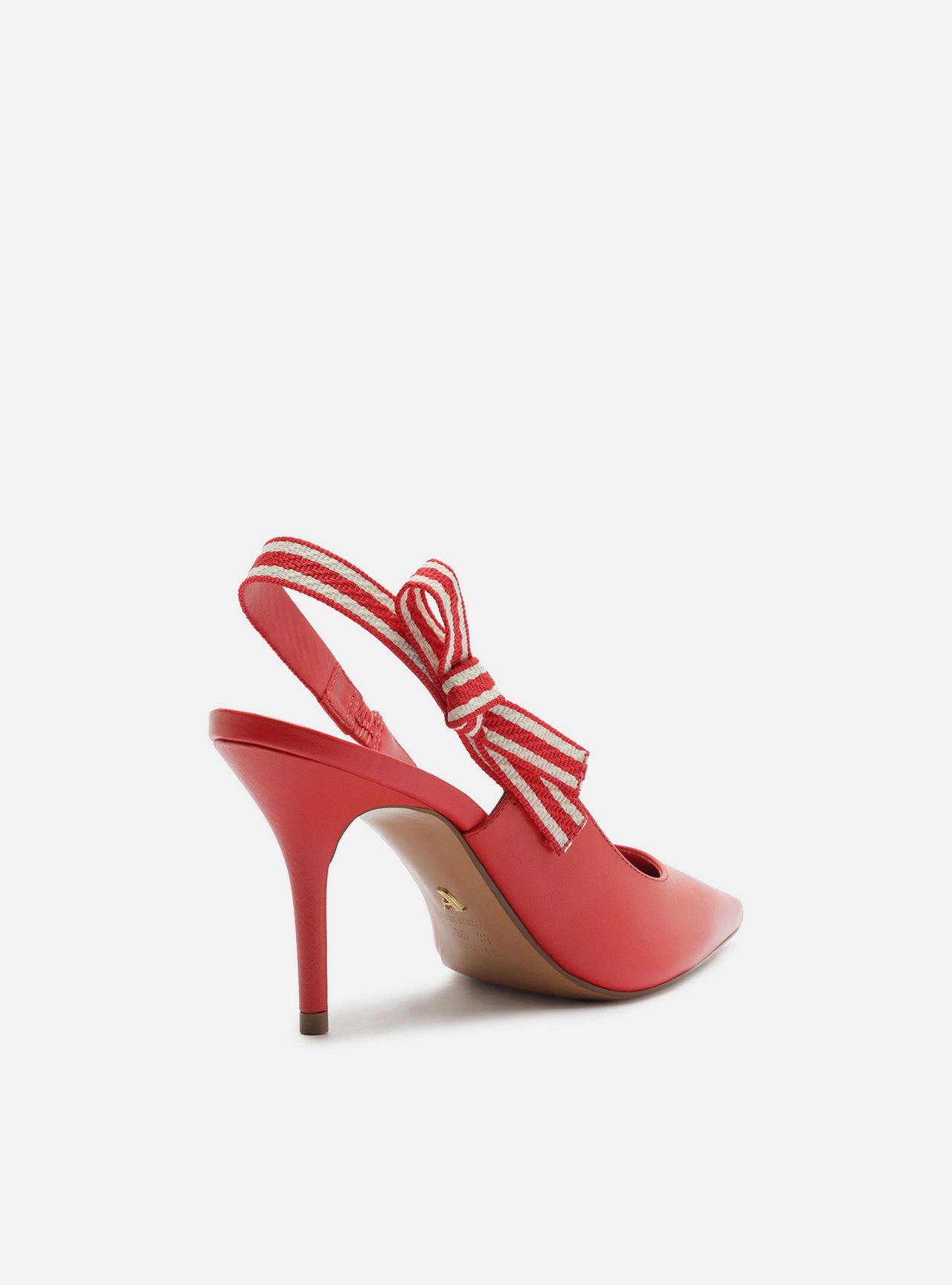 Scarpin Vermelho Couro Salto Fino Laço Slingback — foto 3