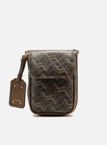 Arezzo — Bolsa Porta Celular Marrom Couro Monograma