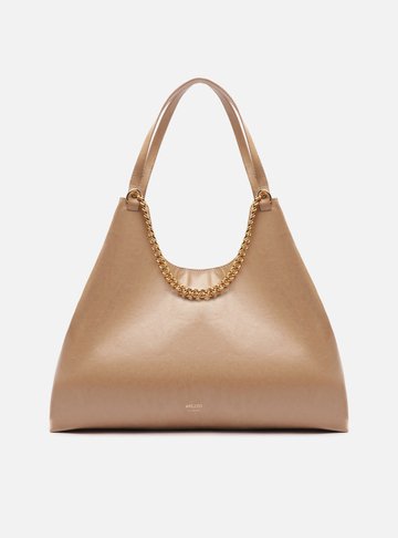 Arezzo — Bolsa Hobo Bege Grande Corrente Metálica