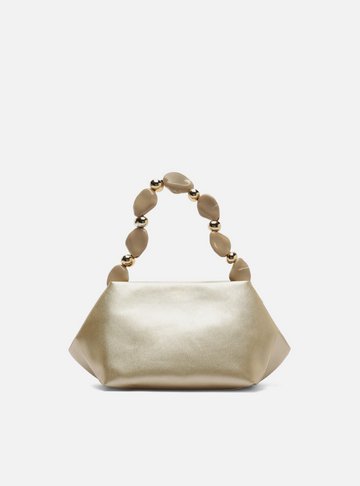 Bolsa Tote Dourada Média Alça Pedras