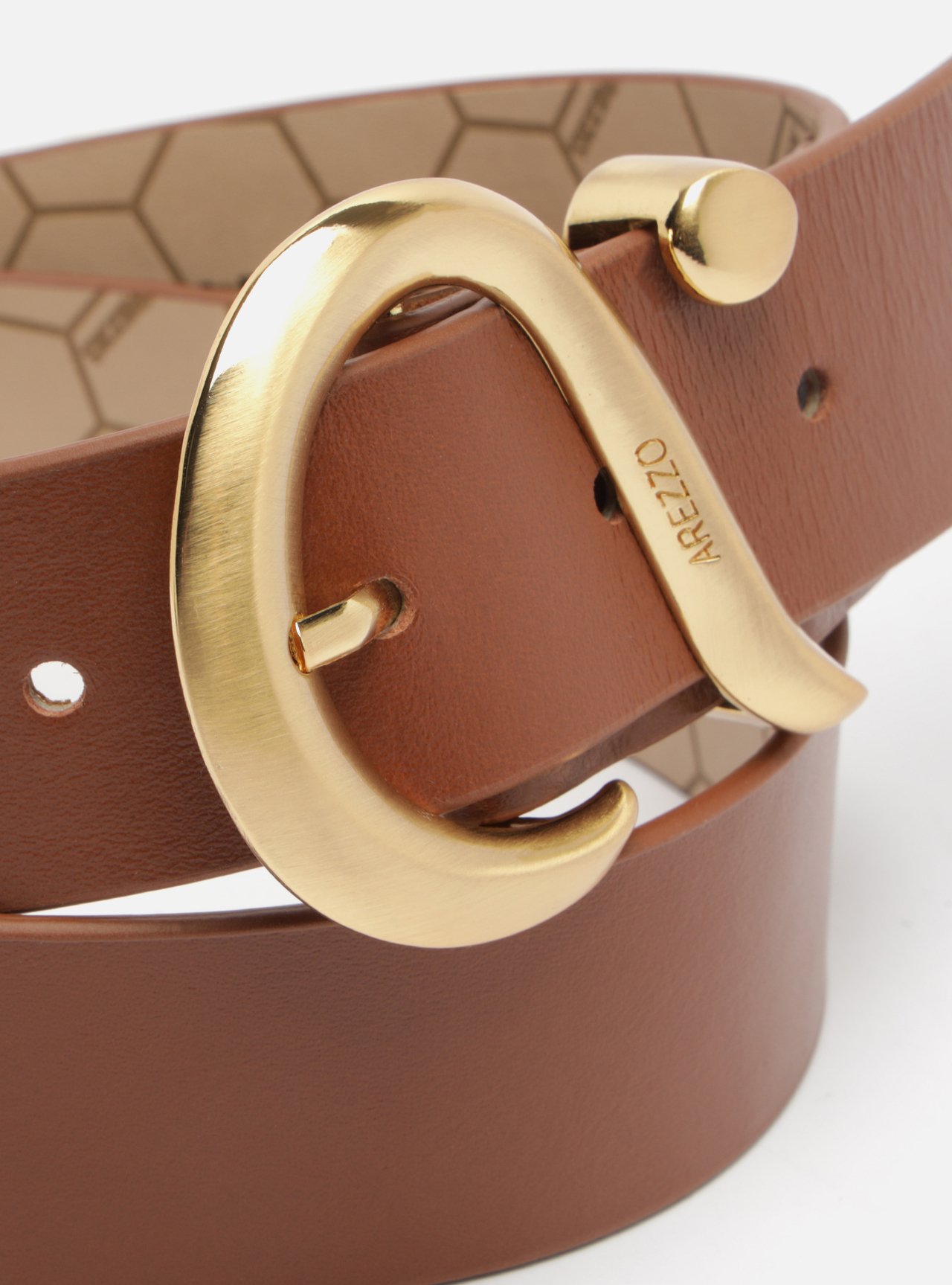 Cinto Marrom Couro Fivela Dourado — foto 4