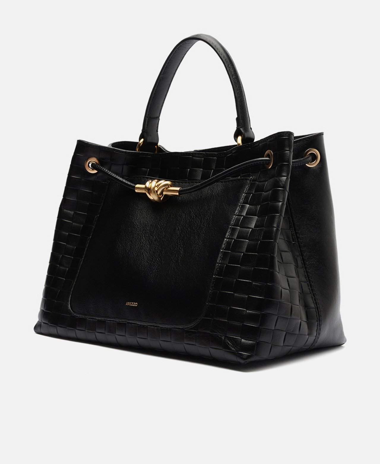 Bolsa Tote Preta Couro Grande Tressê — foto 2