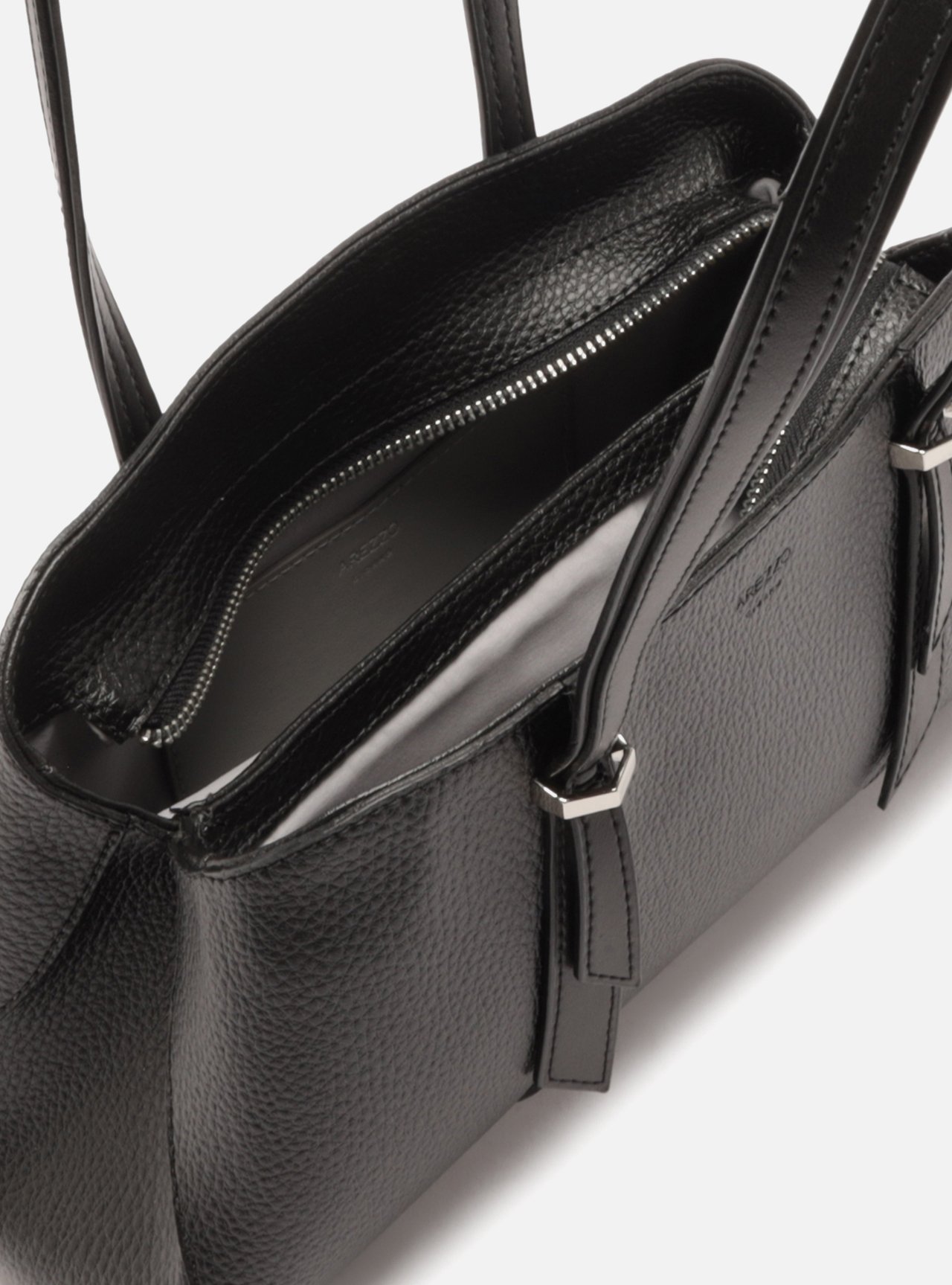 Bolsa Shoulder Preta Texturizada Grande Alças Duplas — foto 4