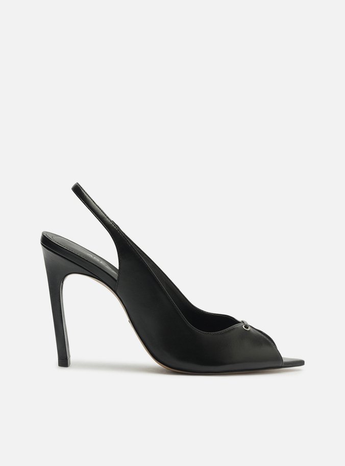 Sandália Preta Salto Alto Slingback