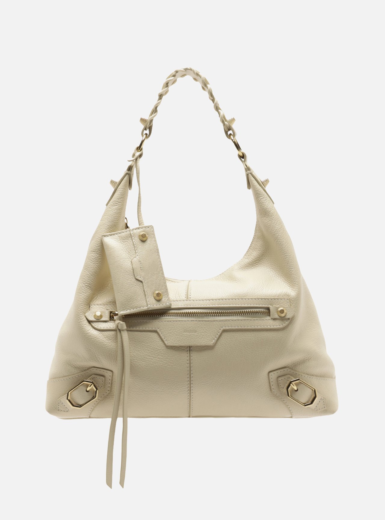 Bolsa Hobo Off White Couro Média Alça Tressê — foto 1