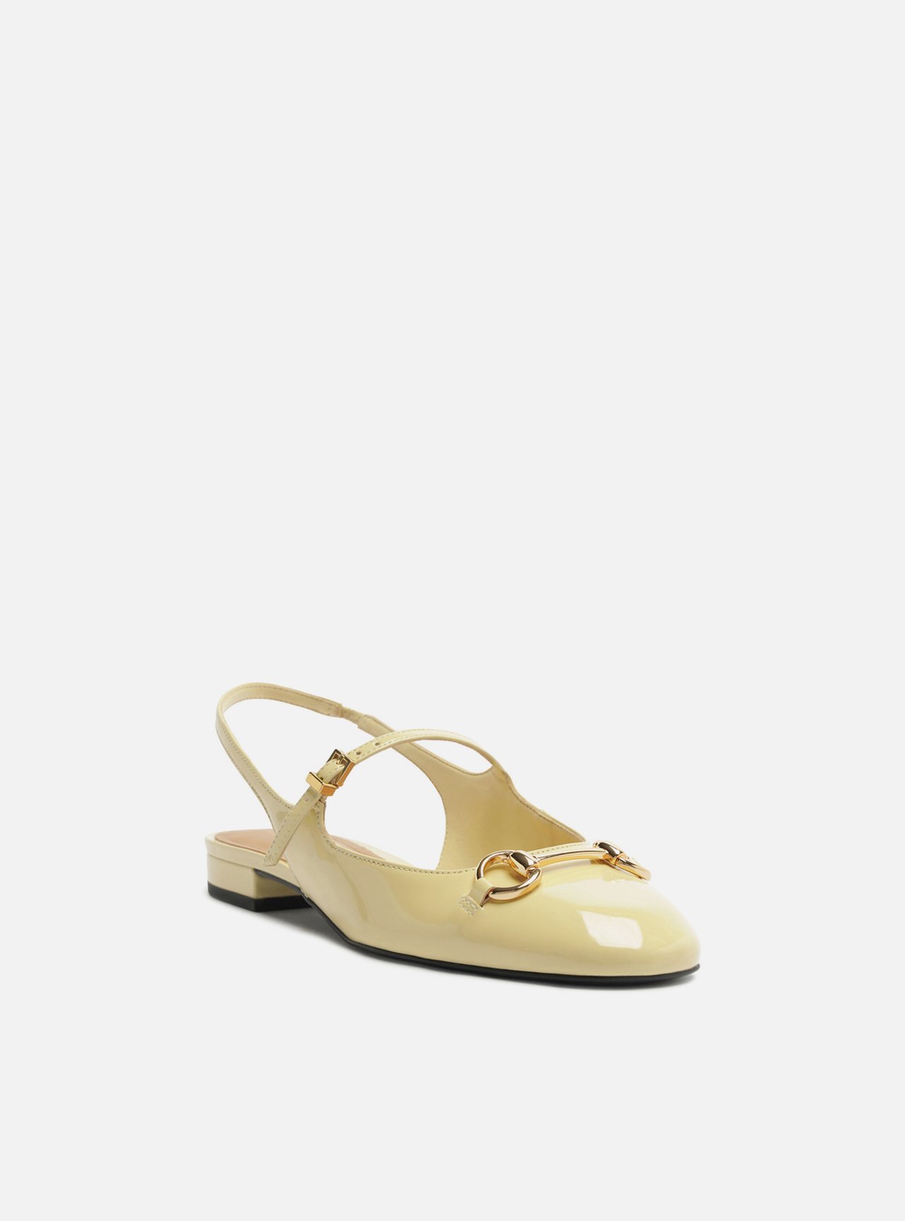 Sapatilha Amarela Verniz Bico Redondo Bridão Slingback — foto 2