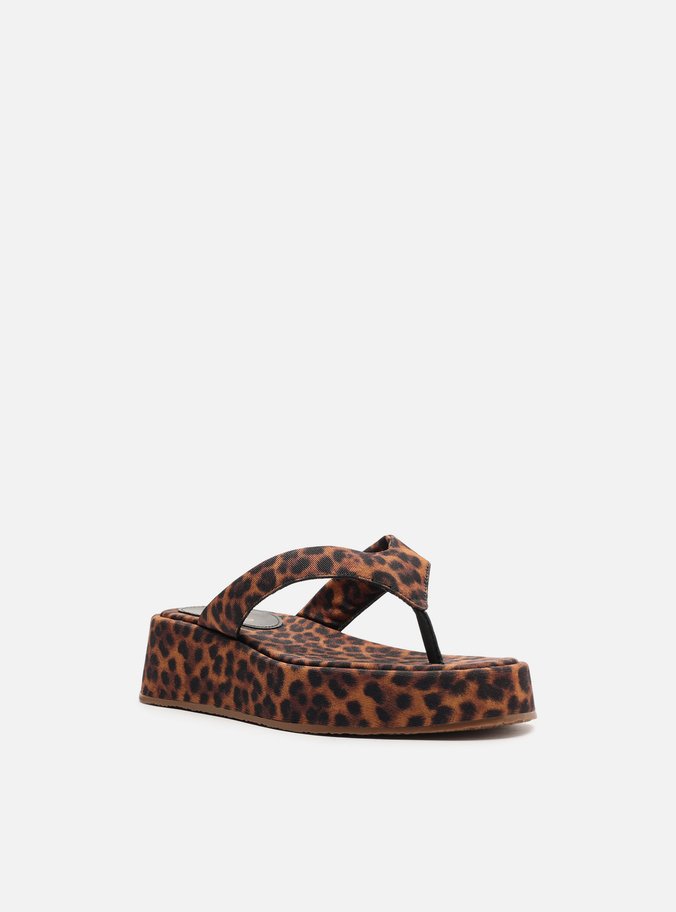 Sandália Animal Print Tiras Salto Médio