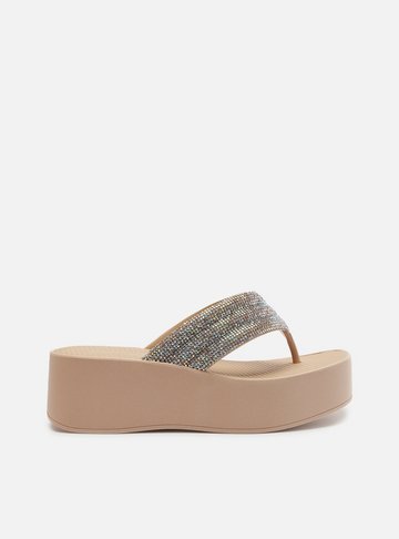 Tamanco Marrom Flatform Lulu Strass
